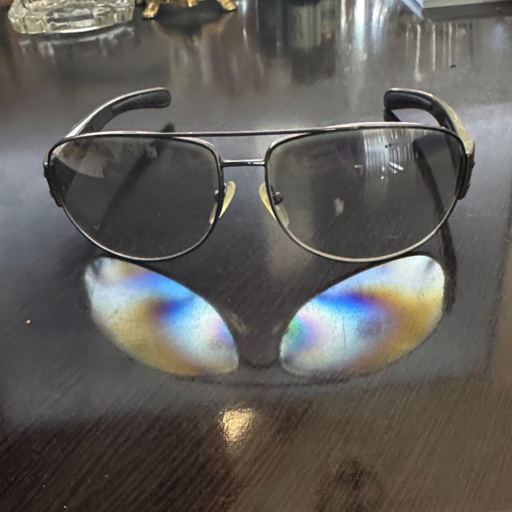 Prada Mens Sunglasses / bronze frame / gradient brown lens  / bronze earpieces.
